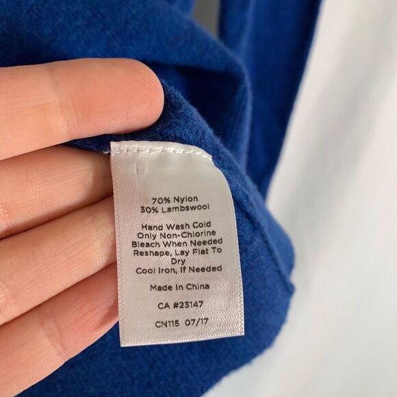 Talbots Lambs Wool Blend Sweater Women's Medium Petite Blue Knit Long Sleeve - Picture 5 of 6